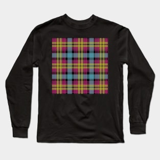 Pink, Blue and Yellow Scottish Tartan Style Design  Edit Long Sleeve T-Shirt